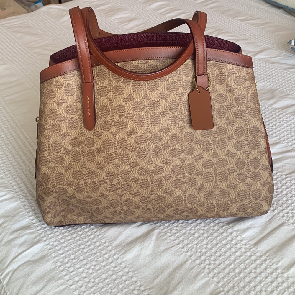 Coach Charlie Carryall Bag 40 in Signature Canvas Brass/Tan/Rust